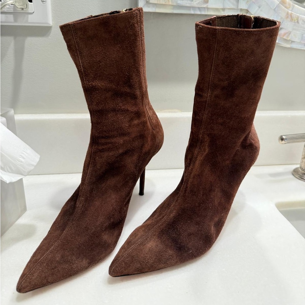 Aquazzura Brown Suede Heeled Boots